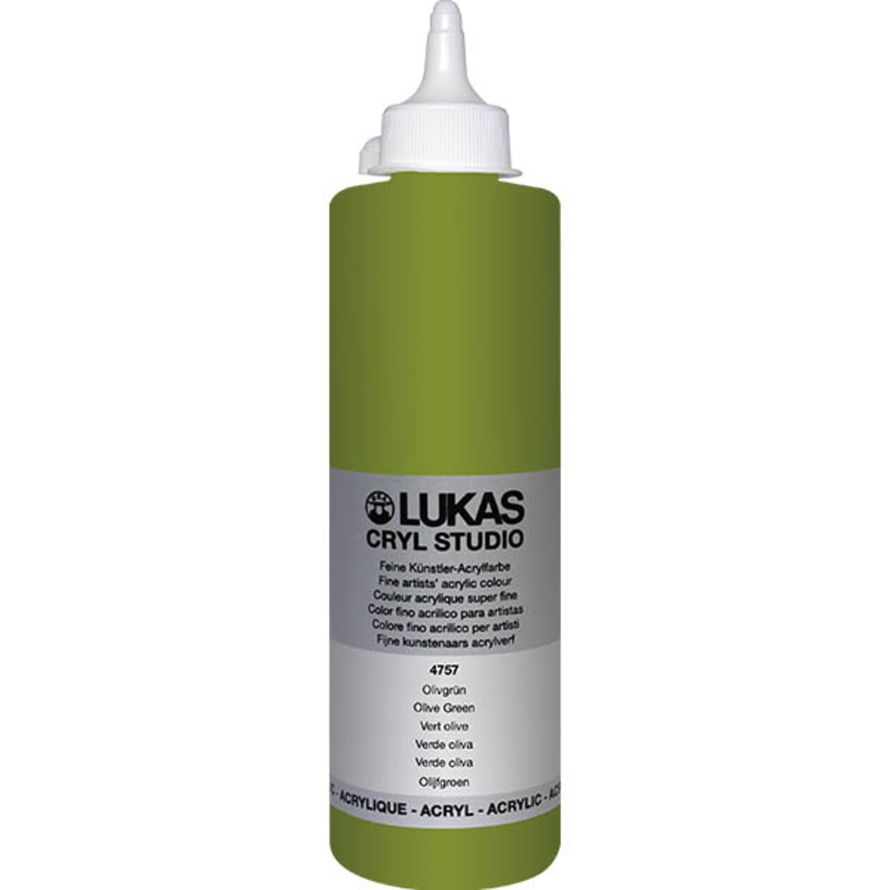 Lukas CRYL Studio Artist Acrylic Paint, Olive Green, 500 ml Bottle - High Pigment Acrylic Paints for Canvas Painting, Large Scale Works - Medium-Viscosity, Water-Mixable, Fast Drying